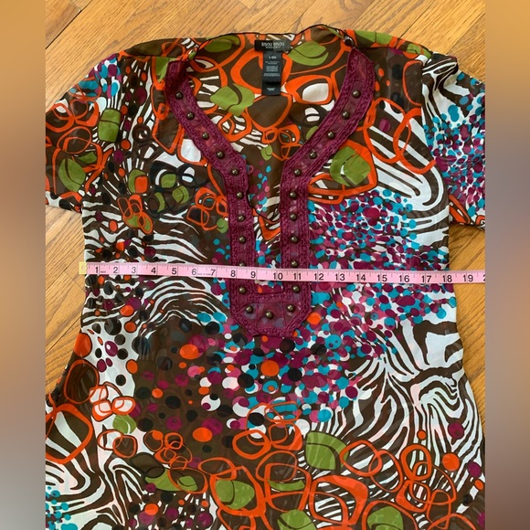 🏝🏝Bisou Bisou Multi-color Lightweight Boho Beaded Beach Pool Coverup Size S🏝 - Picture 8 of 8